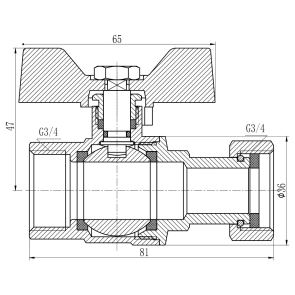 Кран шаровой с накидной гайкой Thermo Alliance Forte 3/4" ВР для воды прямой SF260W20 №18