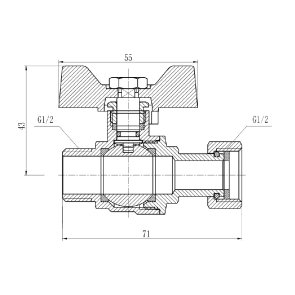 Кран кульовий з накидною гайкою Thermo Alliance Forte 1/2" ВЗ для води прямий SF261W15 №18
