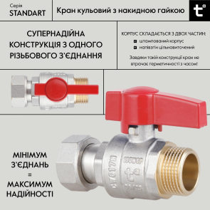 Кран шаровой Thermo Alliance Standart 3/4"ВЗ прямой, PN40, с накидной гайкой TAS261W20 №3