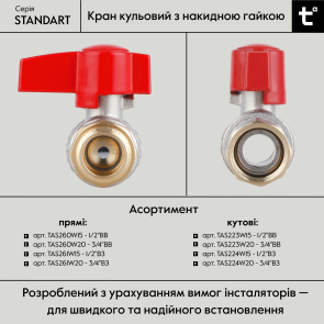 Кран шаровой Thermo Alliance Standart 3/4"ВЗ прямой, PN40, с накидной гайкой TAS261W20 №5