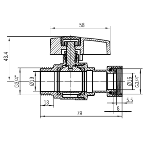 Кран шаровой Thermo Alliance Standart 3/4"ВЗ прямой, PN40, с накидной гайкой TAS261W20 №8