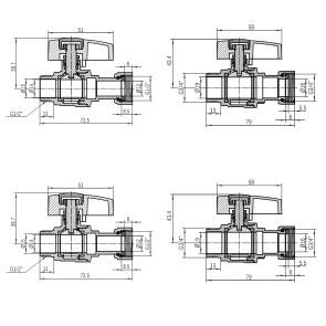 Комплект прямых кранов Thermo Alliance Standart 1/2"ВН-3/4"ВН с накидной гайкой для подключения котла TAS262RBW1520 №3