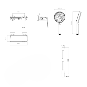Комплект Qtap Slavonice Black Matt: Змішувач QTROB4060102B + Шланг QTHADPVCSQ160B + Лійка QTRUC125BLM45951 №2