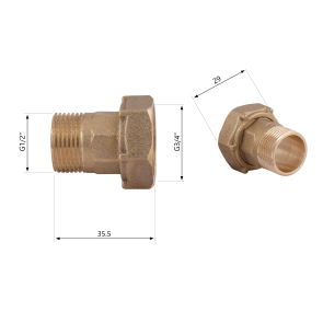 Комплект для счетчика Thermo Alliance Standart 1/2"С х 3/4"В SD42915 №6