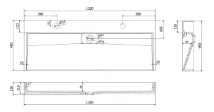 Умывальник (раковина) VBI ESTE 120 BLACK 2/O накладной подвесной №2