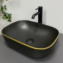 Умывальник (раковина) VBI RAVENNA BLACK MATT GOLD EDGE накладной