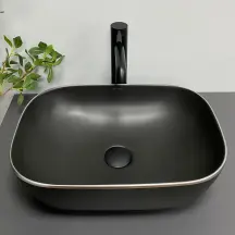 Умывальник (раковина) VBI RAVENNA BLACK MATT SILVER EDGE накладной