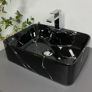 Умивальник (раковина) VBI FORLI BLACK MARMO GLOSSY накладний №2