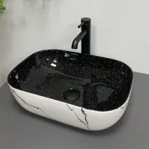 Умывальник (раковина) VBI RAVENNA WHITE BLACK MARMO накладной
