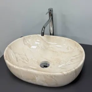 Умывальник (раковина) VBI MODENA S BEIGE STONE GLOSSY накладной №2