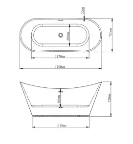 Ванна VBI MARMOLADA BLACK 170 x 75 окремостояча №3