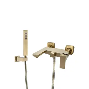 Змішувач для ванни та душу VBI LORENO BRUSHED GOLD настінний №1