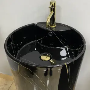 Умывальник (раковина) VBI BOLONIA M BLACK MARBLE напольный №3