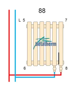 Радіатор трубчастий Quantum 2 H-500 мм, L-1005 мм Betatherm, нижнє підключення №3