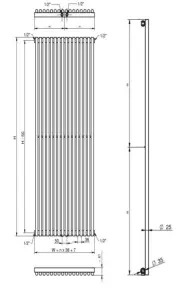 Дизайнерские радиаторы Praktikum 1 H-1800 мм, L-463 мм Betatherm нижнее подключение №6