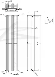 Дизайнерский радиатор Metrum 2 H-1800 мм, L-255 мм Betatherm с нижним подключением №5