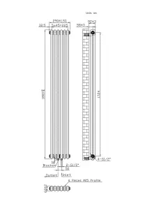 Радіатор Warm Well Column 2 1800x290 колір необробленого металу Підкл.34 №9