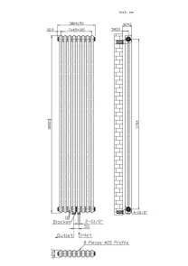 Радиатор Warm Well Column 2 1800x380 (черный RAL 9005M №99) №8