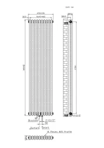 Радиатор Warm Well Column 2 1800x470 (Белый RAL 9016 Подкл.99) №7