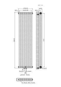 Радиатор Warm Well Column 3 1800x470 (Черный RAL 9005M Подкл.99) №3