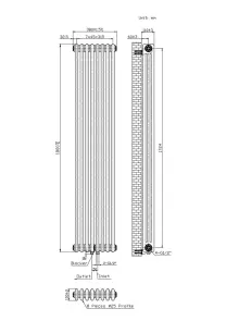 Радіатор Warm Well Column 3 1800x380 (Чорний RAL 9005M Підкл.99) №3
