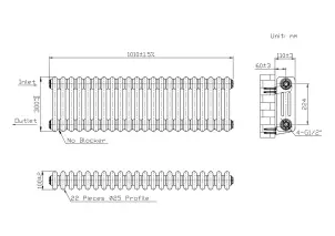 Радіатор Warm Well Column 3 300x1010 (Білий RAL 9016 Підкл.бок.) №5