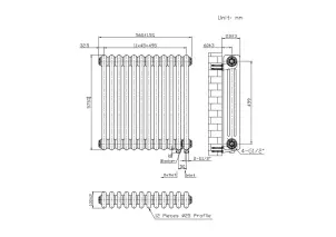 Радиатор Warm Well Column 3 575x560 (Черный RAL 9005M Подкл.низ.) №5