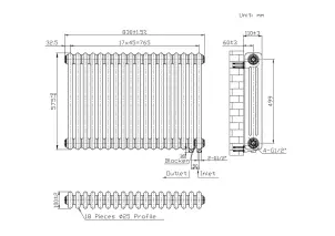 Радіатор Warm Well Column 3 575x830 (Білий RAL 9016 Підкл.низ.) №6