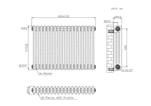 Радіатор Warm Well Column 3 575x830 (Білий RAL 9016 Підкл.бок.) №6
