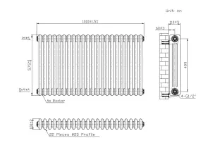 Радиатор Warm Well Column 3 575x1010 (Черный RAL 9005M Подкл. бок.) №3