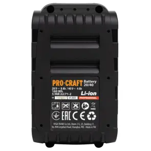 Акумуляторна батарея Procraft Battery20/40 (20В 8Аг, 40В 4Аг) №9