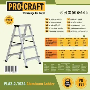 Драбина-стрем'янка алюмінієва Procraft PLA2.2.1024 №3