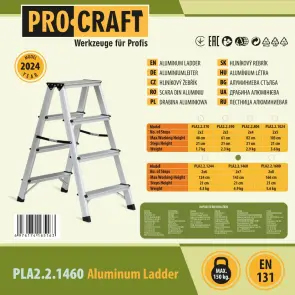 Драбина-стрем'янка алюмінієва Procraft PLA2.2.1460 №3