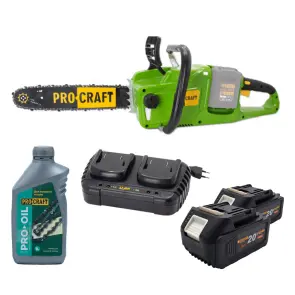Акумуляторна пила Procraft PCA40/2 + 2 акб 4Аг + ЗП charger20/2 + Олива для ланцюга 1л №1