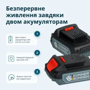 Набор аккумуляторного электроинструмента 2-в-1 KS IDAGB 20V SET 1 №26