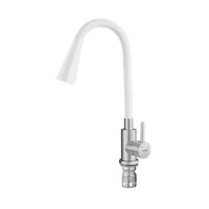 Смеситель для кухни MIXXUS SUS-011-T REFL.WHITE с силиконовым изливом из нерж. стали SUS304, излив белый (MI8228) №5