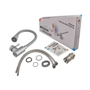 Смеситель для кухни MIXXUS SUS-011-T REFL.GRAY с силиконовым изливом из нерж. стали SUS304, излив серый (MI8227) №3