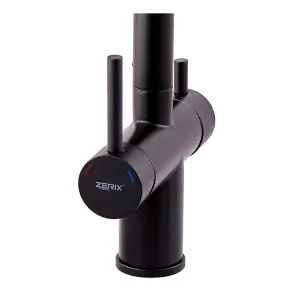 Смеситель кухонный на две воды Zerix LUX-024 Black с выдвижной воронкой (нерж. сталь) (ZX5556) №4
