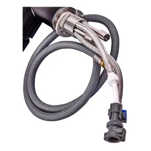 Смеситель кухонный на две воды Zerix LUX-024 Black с выдвижной воронкой (нерж. сталь) (ZX5556) №5
