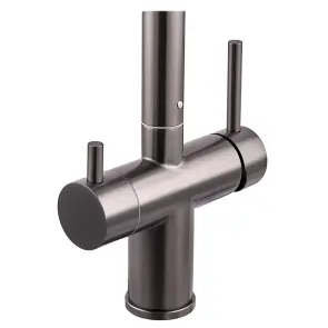 Кухонний змішувач на дві води Zerix LUX-024 Graphite з висувною лійкою (нерж. сталь) (ZX5557) №4