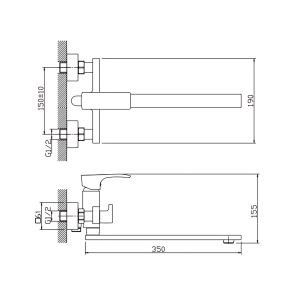 Змішувач для ванни Haiba Monaco 006 Euro (HB9652) №6
