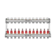 Коллектор с расходомером и термостатическими клапанами Roho R804-12M - 1"х 12 вых. (RO1036)