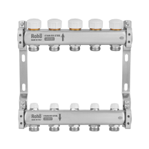 Коллектор с термостатическими и запорными клапанами Roho R805-05M - 1"x 5 вых. (RO1045)