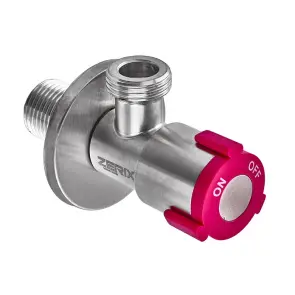 Кран для подключения сантехприборов Zerix VAL-07-1/2x1/2 с нерж.стали SUS304 (красный) (ZX5100) №2