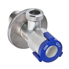 Кран для подключения сантехприборов Zerix VAL-06-1/2x1/2 из нерж.стали SUS304 (синий) (ZX5099) №1