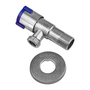 Кран для подключения сантехприборов Zerix VAL-06-1/2x1/2 из нерж.стали SUS304 (синий) (ZX5099) №2