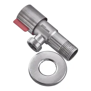 Кран для подключения сантехприборов Mixxus VAL-02-1/2x1/2 с нерж.ст. SUS304 (крас.)(УП.БЛИСТЕР) (MI6118) №1