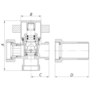 Кран трехходовый 3/4x3/4x3/4 KOER KR.520 (KR0110) №2