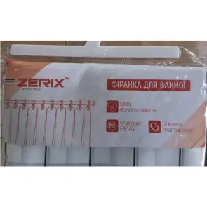 Шторка для ванной Zerix SCP-011-180x180 из PEVA (полиэтиленвинилацетата) (Узор "Клетка" белая) (ZX6084) №4