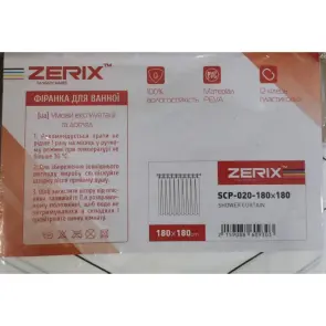 Шторка для ванной Zerix SCP-020-180x180 из PEVA (полиэтиленвинилацетата) (Узор "Зигзаг" белый) (ZX6093) №2
